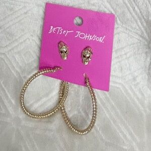 Betsey Johnson Set of Hoops &💀Studs Earrings